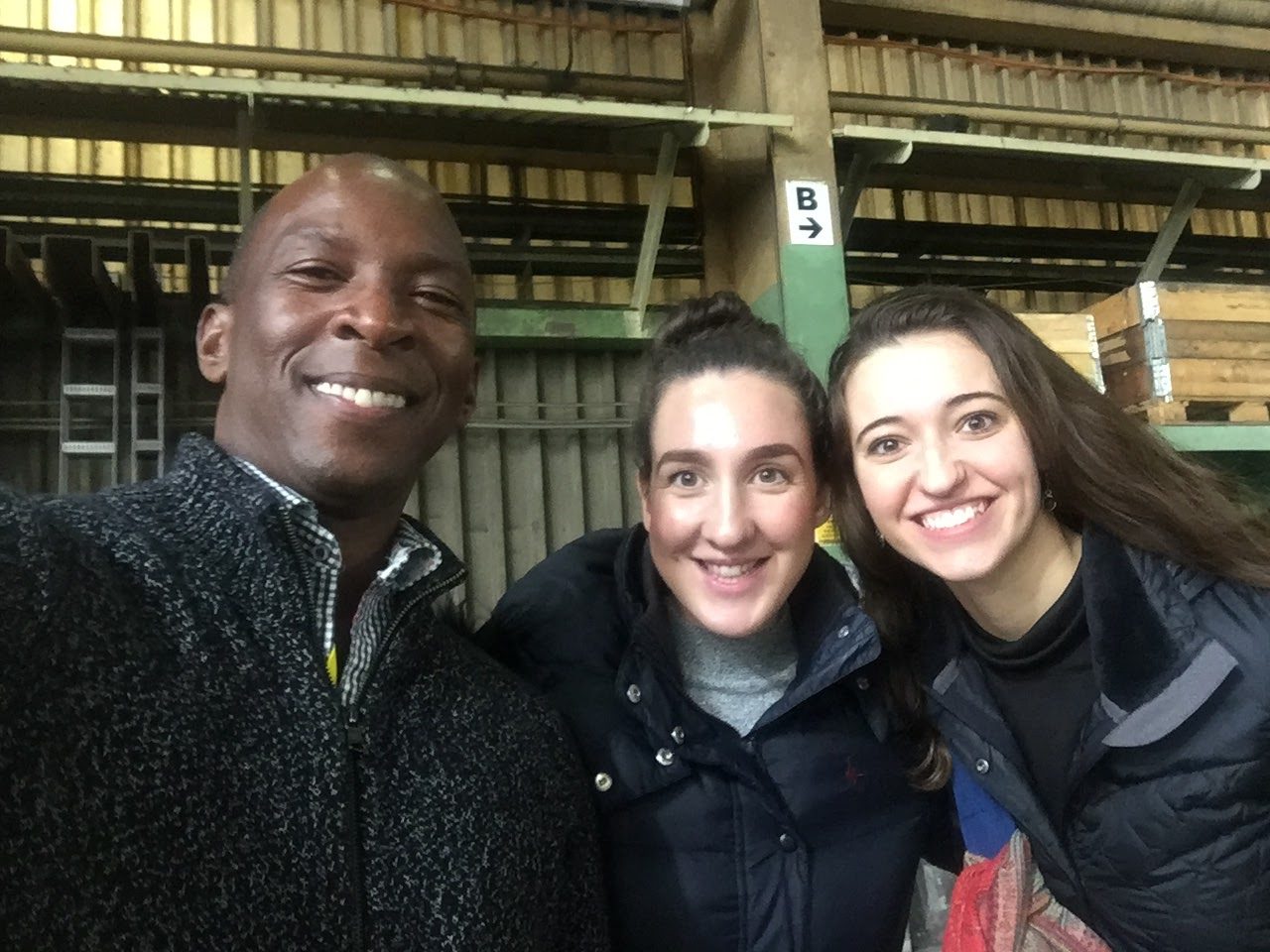 Boris Willis with two collaborators on set in Sunderland